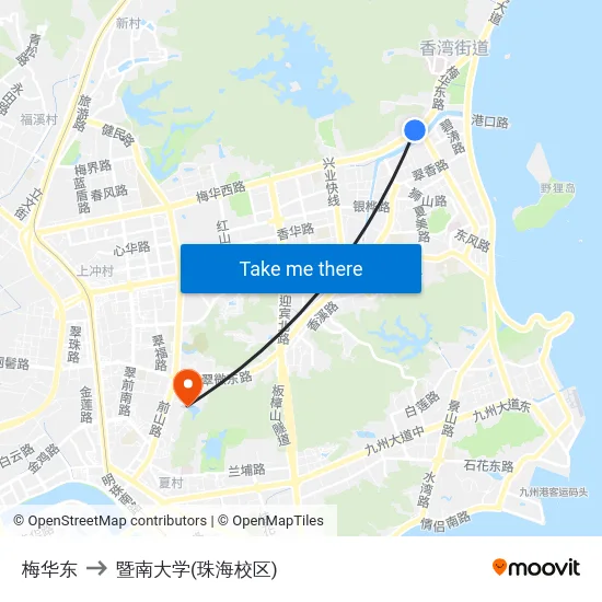 梅华东 to 暨南大学(珠海校区) map