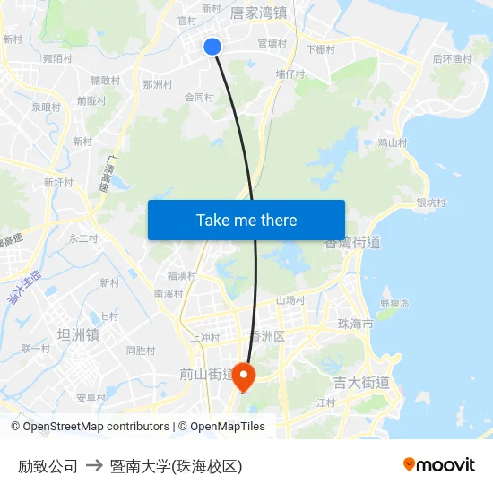励致公司 to 暨南大学(珠海校区) map