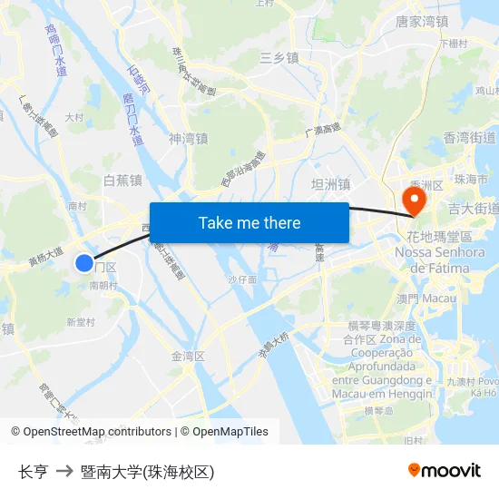 长亨 to 暨南大学(珠海校区) map