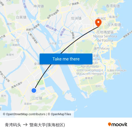 青湾码头 to 暨南大学(珠海校区) map