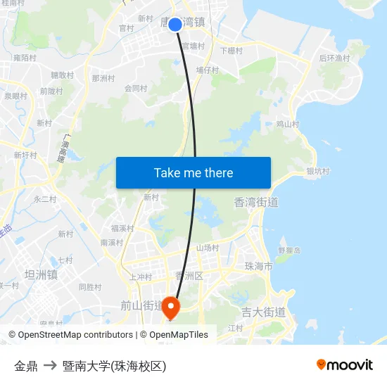 金鼎 to 暨南大学(珠海校区) map