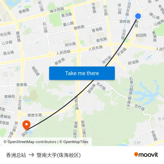 香洲总站 to 暨南大学(珠海校区) map