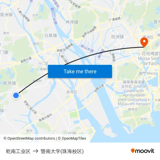 乾南工业区 to 暨南大学(珠海校区) map