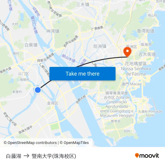 白藤湖 to 暨南大学(珠海校区) map