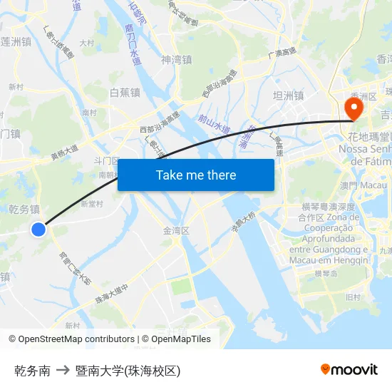乾务南 to 暨南大学(珠海校区) map