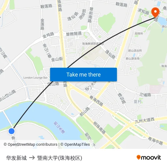 华发新城 to 暨南大学(珠海校区) map