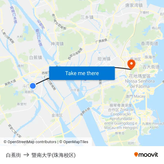 白蕉街 to 暨南大学(珠海校区) map