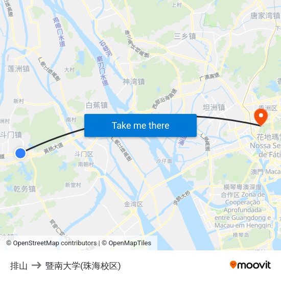 排山 to 暨南大学(珠海校区) map