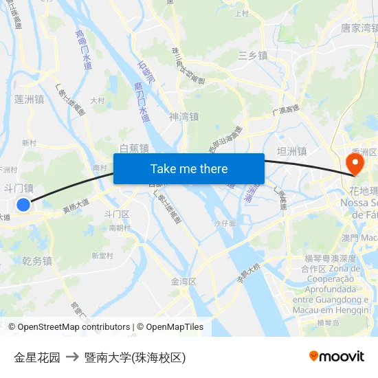 金星花园 to 暨南大学(珠海校区) map