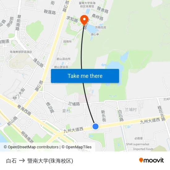 白石 to 暨南大学(珠海校区) map