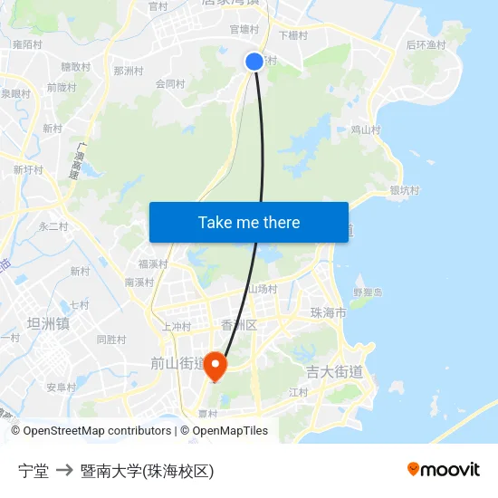 宁堂 to 暨南大学(珠海校区) map