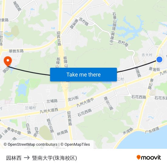 园林西 to 暨南大学(珠海校区) map