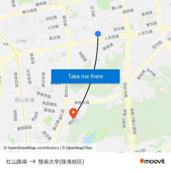 红山路南 to 暨南大学(珠海校区) map