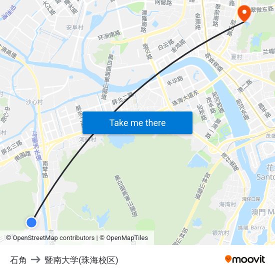 石角 to 暨南大学(珠海校区) map