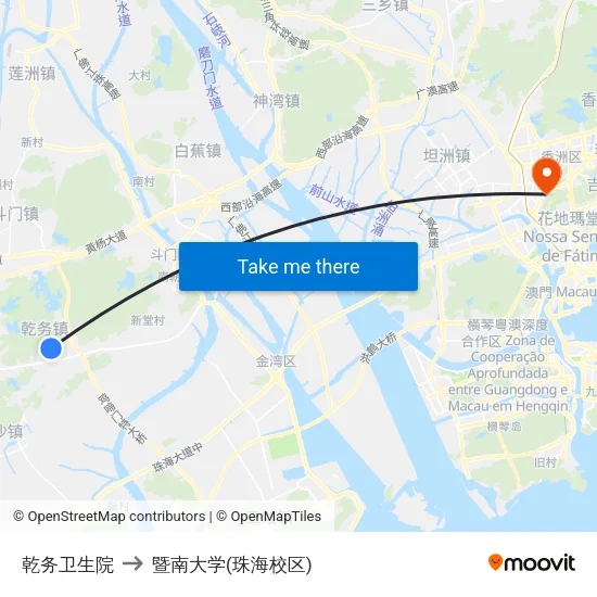 乾务卫生院 to 暨南大学(珠海校区) map