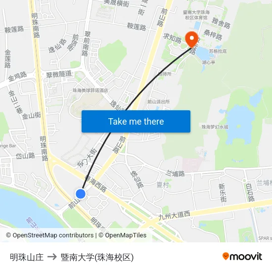 明珠山庄 to 暨南大学(珠海校区) map