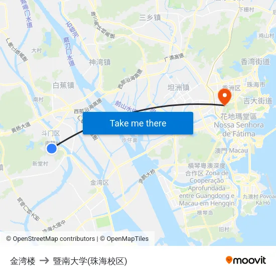 金湾楼 to 暨南大学(珠海校区) map