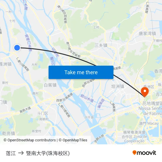 莲江 to 暨南大学(珠海校区) map