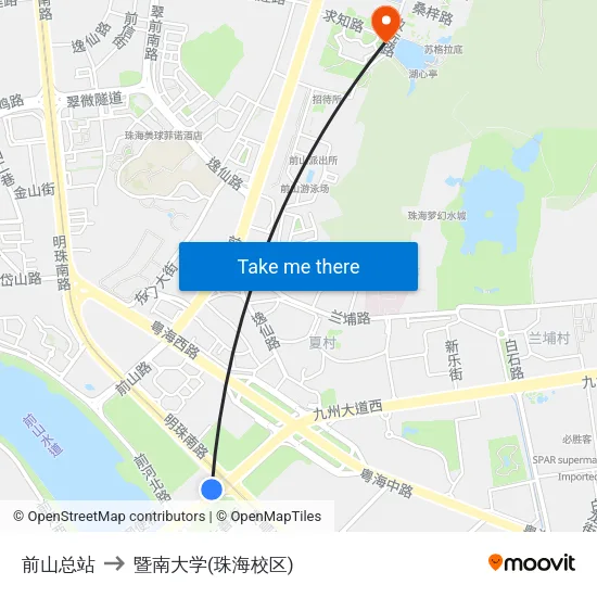 前山总站 to 暨南大学(珠海校区) map