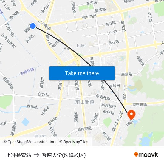 上冲检查站 to 暨南大学(珠海校区) map