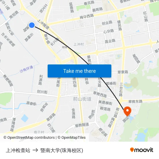 上冲检查站 to 暨南大学(珠海校区) map