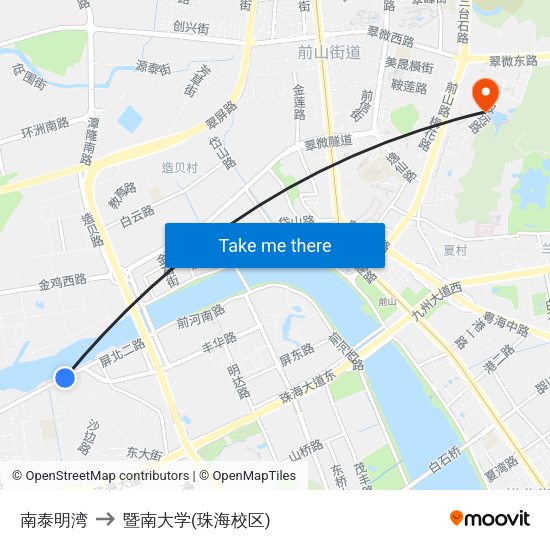 南泰明湾 to 暨南大学(珠海校区) map