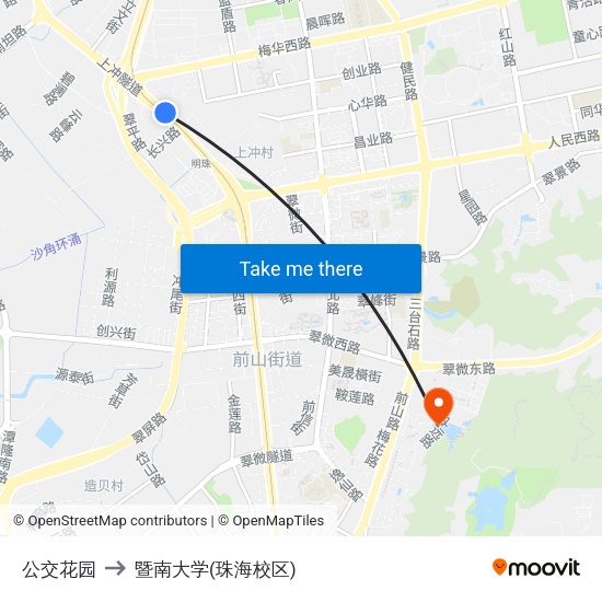 公交花园 to 暨南大学(珠海校区) map