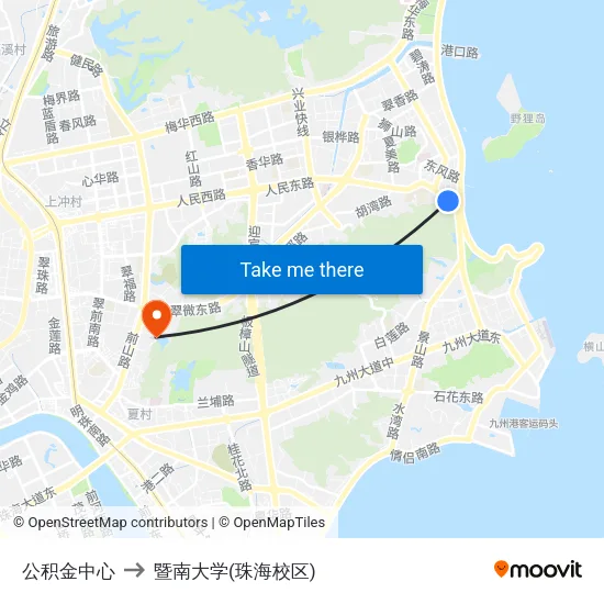 公积金中心 to 暨南大学(珠海校区) map