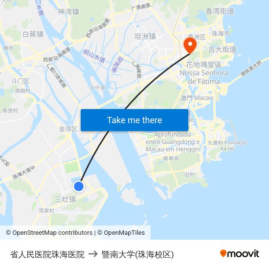 省人民医院珠海医院 to 暨南大学(珠海校区) map