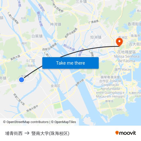 埔青街西 to 暨南大学(珠海校区) map