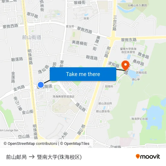 前山邮局 to 暨南大学(珠海校区) map