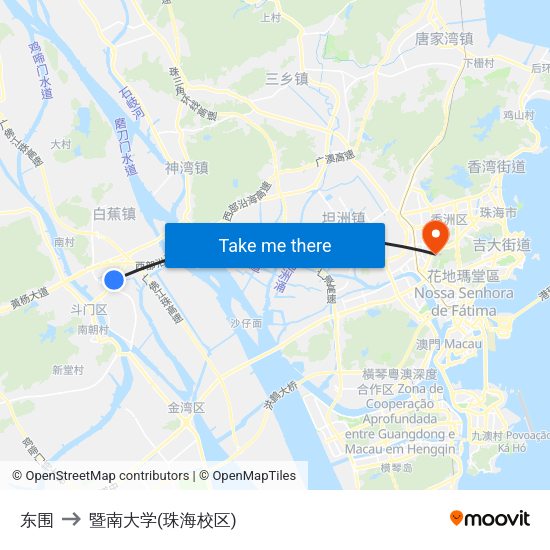 东围 to 暨南大学(珠海校区) map