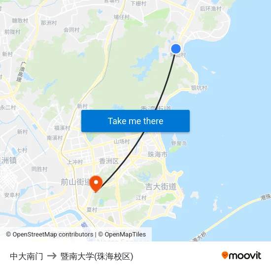 中大南门 to 暨南大学(珠海校区) map