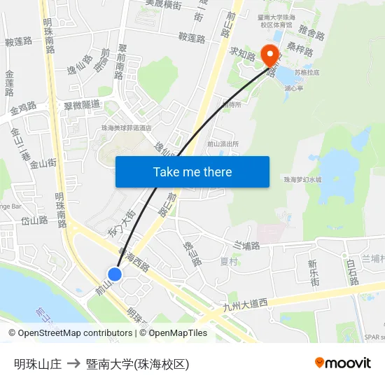 明珠山庄 to 暨南大学(珠海校区) map