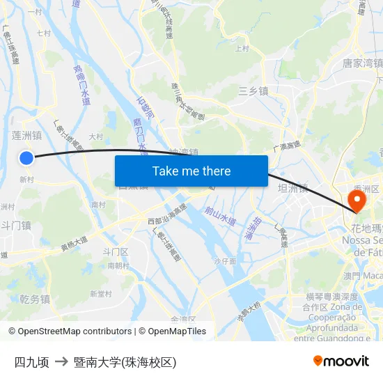 四九顷 to 暨南大学(珠海校区) map