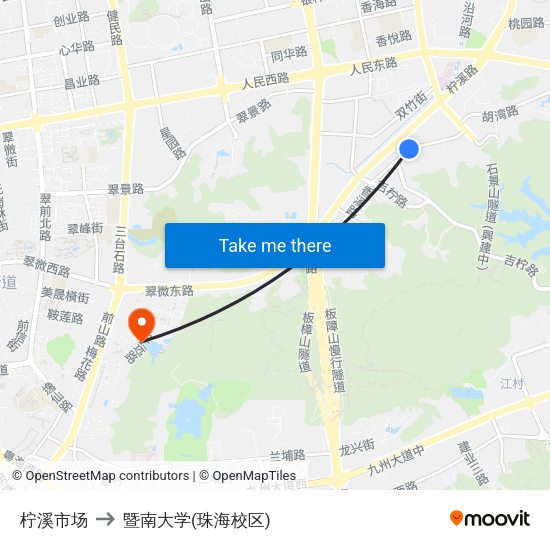 柠溪市场 to 暨南大学(珠海校区) map
