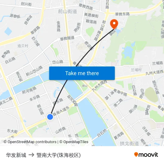 华发新城 to 暨南大学(珠海校区) map