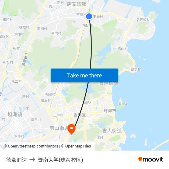 德豪润达 to 暨南大学(珠海校区) map