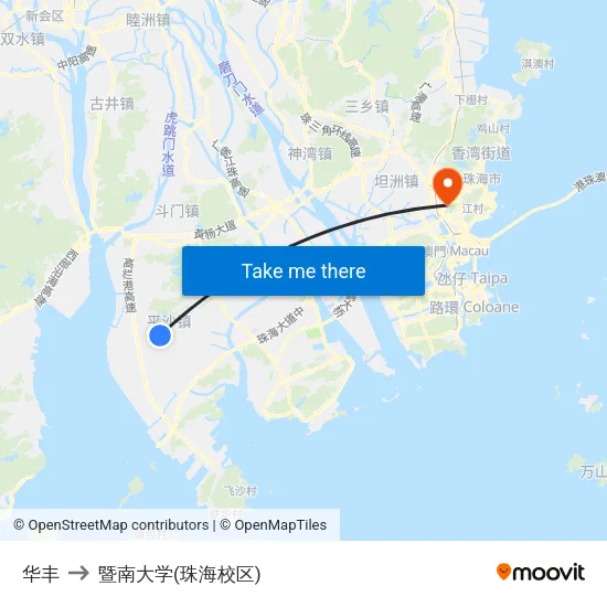 华丰 to 暨南大学(珠海校区) map