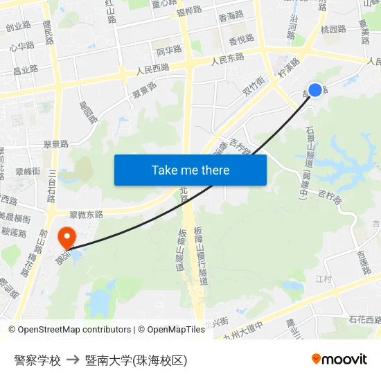 警察学校 to 暨南大学(珠海校区) map