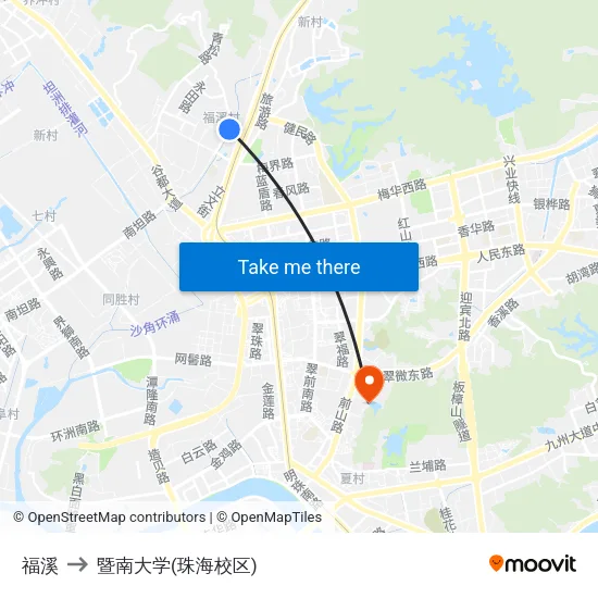 福溪 to 暨南大学(珠海校区) map