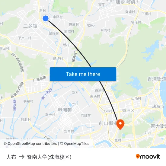 大布 to 暨南大学(珠海校区) map