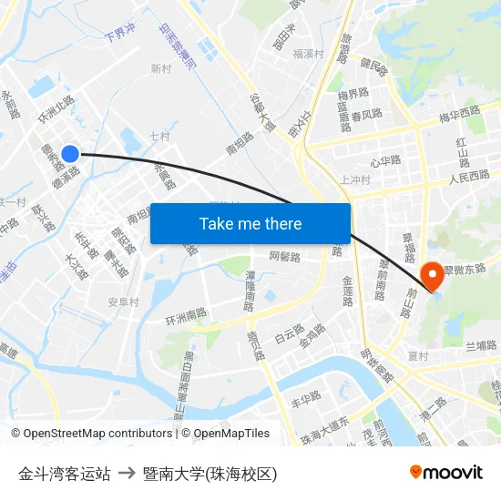 金斗湾客运站 to 暨南大学(珠海校区) map