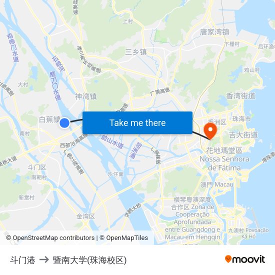 斗门港 to 暨南大学(珠海校区) map
