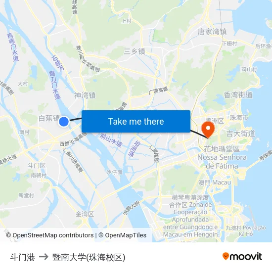 斗门港 to 暨南大学(珠海校区) map
