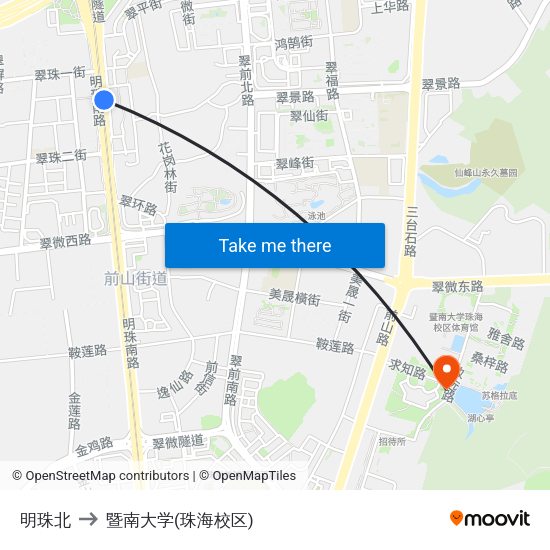 明珠北 to 暨南大学(珠海校区) map