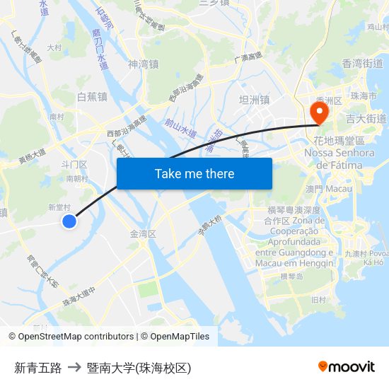 新青五路 to 暨南大学(珠海校区) map