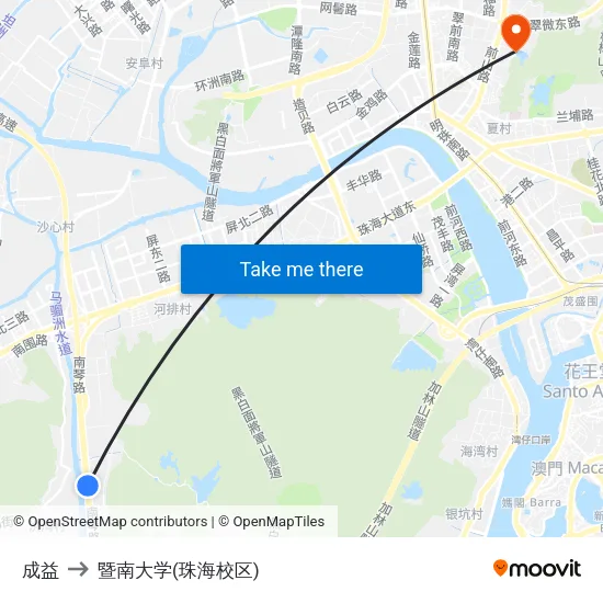 成益 to 暨南大学(珠海校区) map
