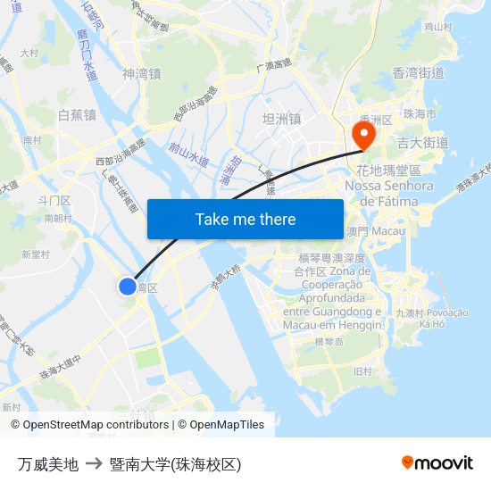 万威美地 to 暨南大学(珠海校区) map