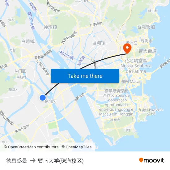 德昌盛景 to 暨南大学(珠海校区) map